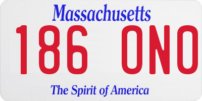 MA license plate 186ON0