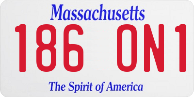 MA license plate 186ON1