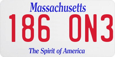 MA license plate 186ON3