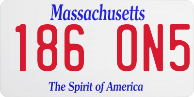 MA license plate 186ON5