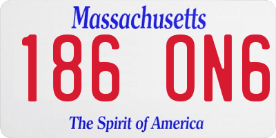 MA license plate 186ON6