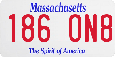MA license plate 186ON8