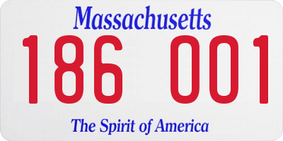 MA license plate 186OO1