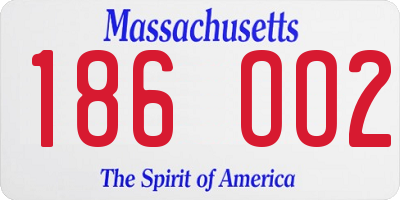 MA license plate 186OO2