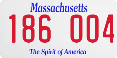 MA license plate 186OO4