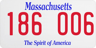 MA license plate 186OO6