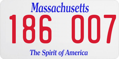 MA license plate 186OO7