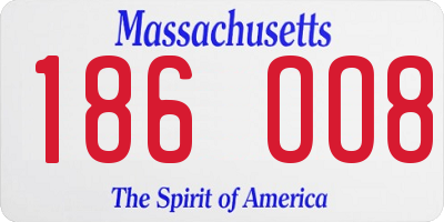 MA license plate 186OO8
