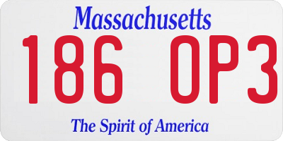 MA license plate 186OP3
