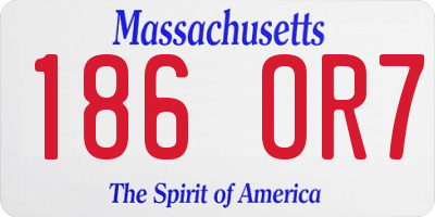 MA license plate 186OR7
