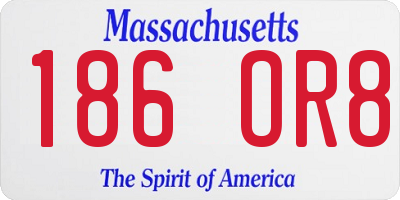 MA license plate 186OR8