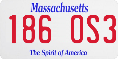 MA license plate 186OS3
