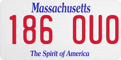 MA license plate 186OU0
