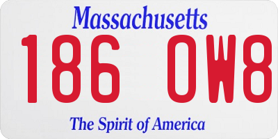 MA license plate 186OW8