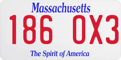 MA license plate 186OX3