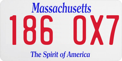 MA license plate 186OX7