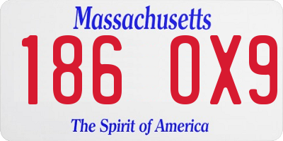MA license plate 186OX9