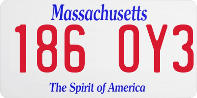 MA license plate 186OY3