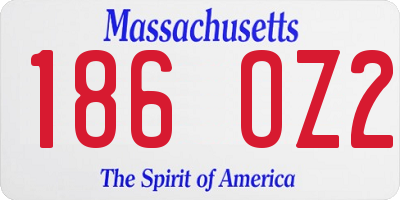 MA license plate 186OZ2