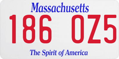 MA license plate 186OZ5
