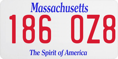 MA license plate 186OZ8