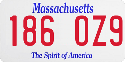 MA license plate 186OZ9