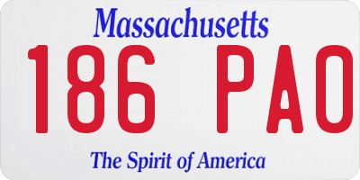 MA license plate 186PA0