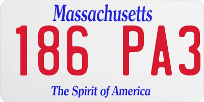 MA license plate 186PA3