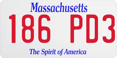 MA license plate 186PD3