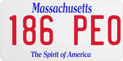 MA license plate 186PE0