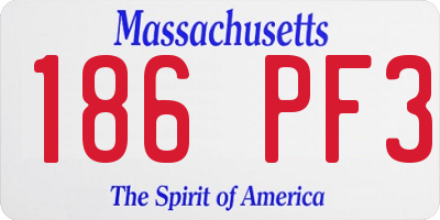 MA license plate 186PF3