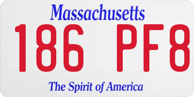 MA license plate 186PF8