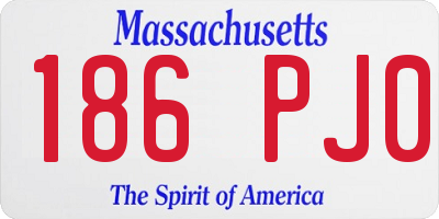MA license plate 186PJ0
