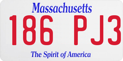 MA license plate 186PJ3