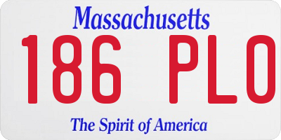 MA license plate 186PL0