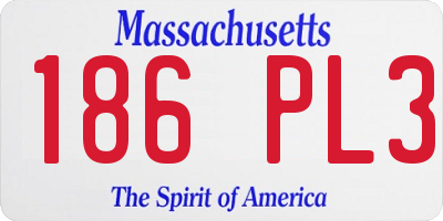 MA license plate 186PL3