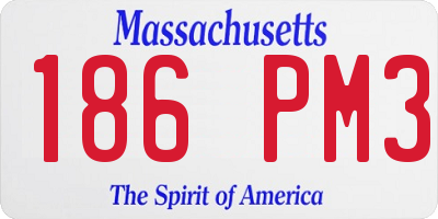 MA license plate 186PM3