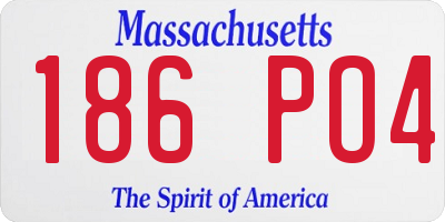 MA license plate 186PO4
