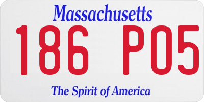 MA license plate 186PO5
