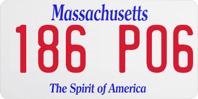 MA license plate 186PO6