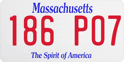 MA license plate 186PO7