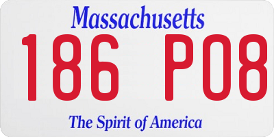 MA license plate 186PO8