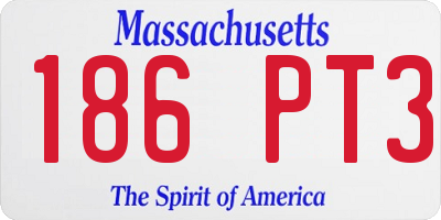 MA license plate 186PT3