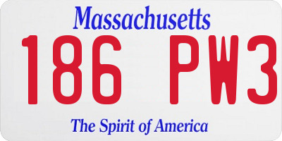 MA license plate 186PW3