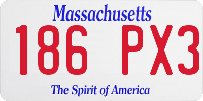 MA license plate 186PX3