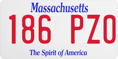 MA license plate 186PZ0