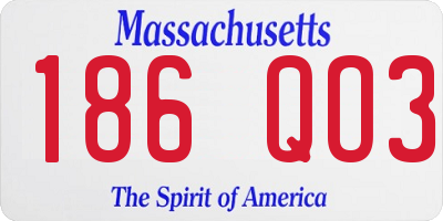 MA license plate 186QO3