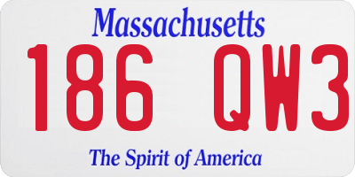 MA license plate 186QW3