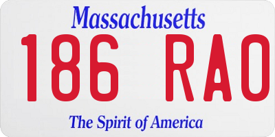 MA license plate 186RA0