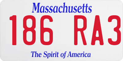 MA license plate 186RA3